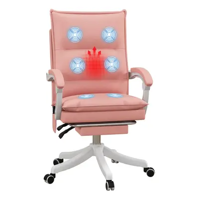 Vinsetto Faux Leather Vibration Massage Office Chair with Heat, Footrest, Pink