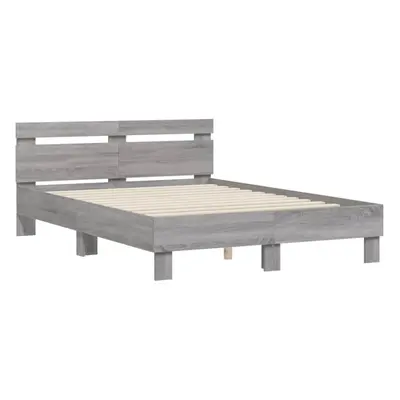 (grey sonoma, x cm) vidaXL Bed Frame with Headboard Bed Base Mattress Foundation Engineered Wood