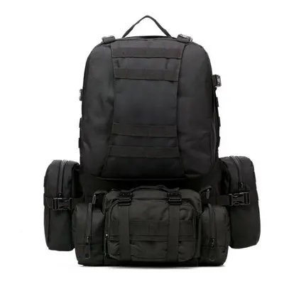 (Black) 50L 600D Military Nylon Outdoor Sports Rucksack Backpack Camping Hiking Camouflage Shoul