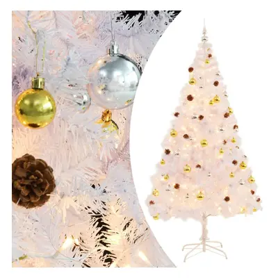 vidaXL Artificial Christmas Tree with Baubles and LEDs White cm Xmas Tree