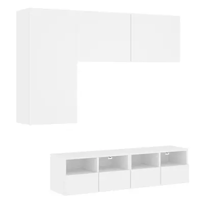 (white) vidaXL TV Wall Units Piece Floating TV Wall Unit TV Stand Engineered Wood