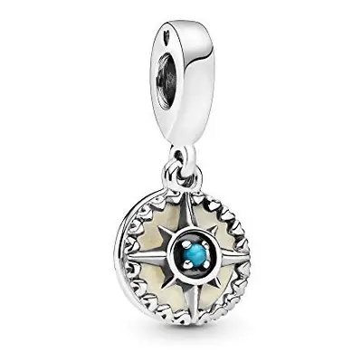 Pandora Jewelry Blue Compass Rose Dangle Crystal Charm in Sterling Silver