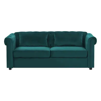 Velvet Sofa Bed Green CHESTERFIELD