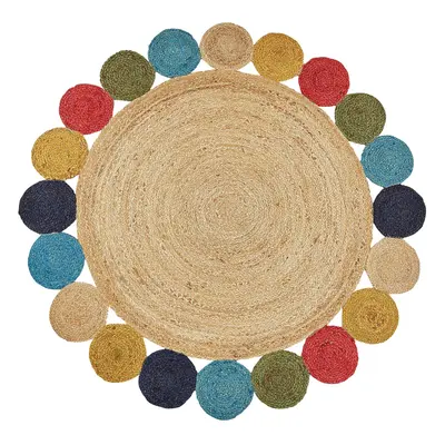 Round Jute Area Rug Ã¸ cm Multicolour VOSTAN