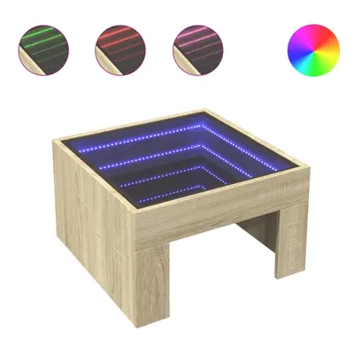 (sonoma oak, x x cm) vidaXL Coffee Table with Infinity LED Hall Tea End Table Side Table Sonoma 