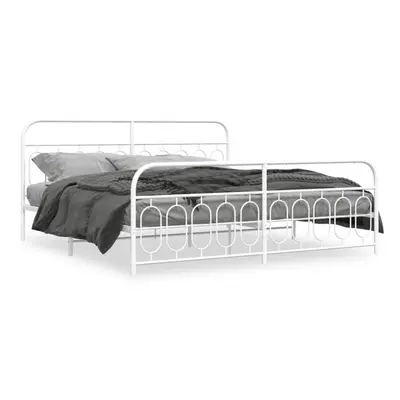 (white, x cm/ with headboard & footboard) vidaXL Metal Bed Frame with Headboard and Footboard Be