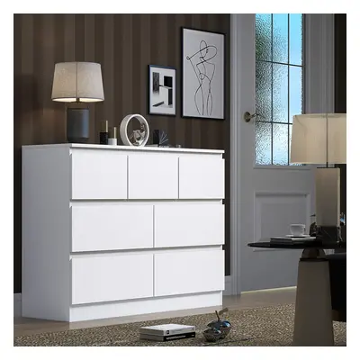 (Matt White) Drawer Chest Of Drawers Bedroom Storage Dresser