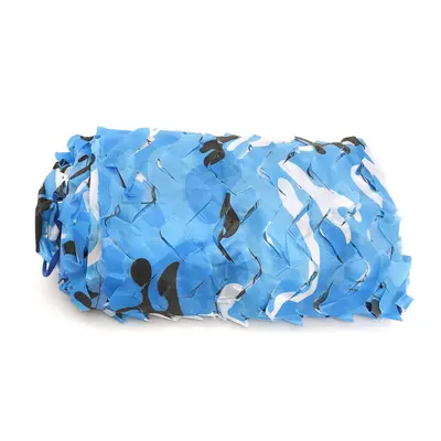 (Blue, L) Outdoor Tactical CS Camouflage Net Sunshade Shelter Hunting Woodland Leaves Cover