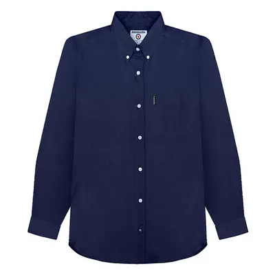 (4XL, Navy) Lambretta Mens Oxford Long Sleeve Button Down Collar Smart Casual Shirt - Navy