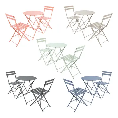 (Blue) Charles Bentley Piece Metal Bistro Set Garden Patio Table Chairs - Colours