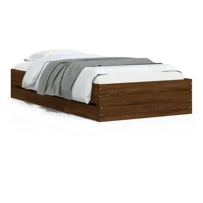 (brown oak, x cm) vidaXL Bed Frame with Drawers Mattress Foundation Bed Base Engineered Wood