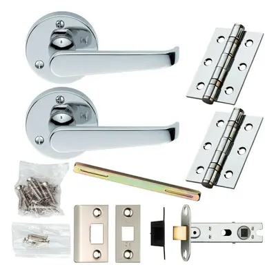 Door Handle & Latch Pack Chrome Victorian Straight Lever 59mm Round Rose