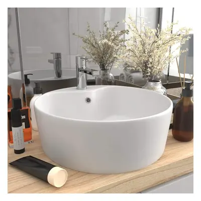 vidaXL Luxury Wash Basin with Overflow Matt White 36x13 cm Ceramic