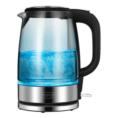 1.7L 1800W Electric Water Kettle Stainless Steel Glass Temperature Color Light Display Kitchen