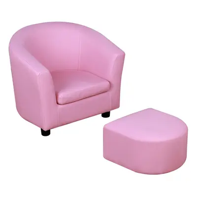 HOMCOM Kids Mini Sofa Children Armchair with Ottoman for Bedroom Playroom Pink