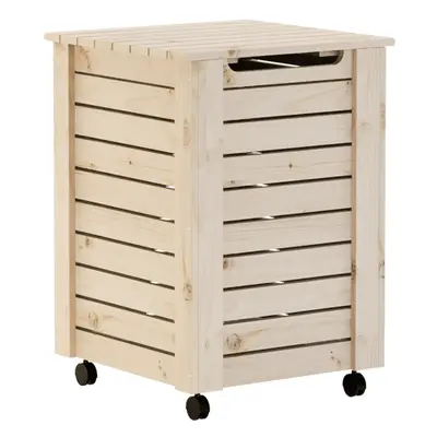 vidaXL Laundry Basket with Wheels Wash Hamper Washing Basket Solid Wood Pine