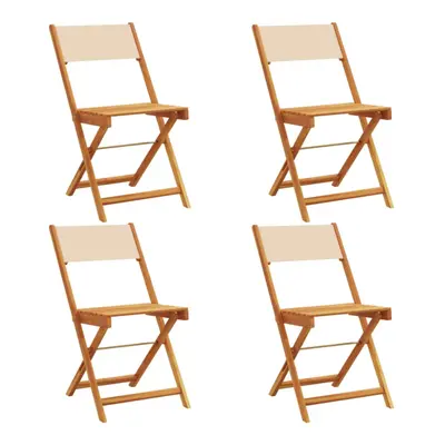 (beige, pcs) vidaXL Bistro Chairs Outdoor Chair Dining Chair Solid Wood Acacia and Fabric