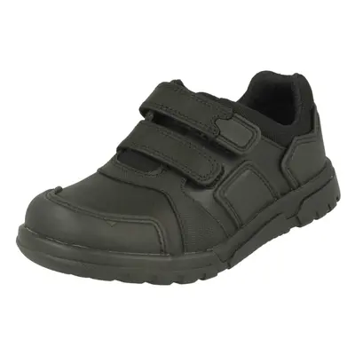 (UK Infant, Black) Boys Clarks Hook & Loop School Shoes Blake Street - E Fit