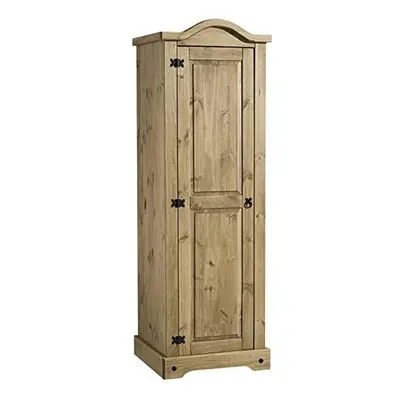 Seconique Corona Door Wardrobe, Distressed Waxed Pine, 184.5x60x56.5 cm