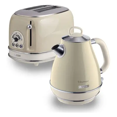 Ariete ARPK1 Retro Style Jug Kettle and Slice Toaster Set, Vintage Design - Cream