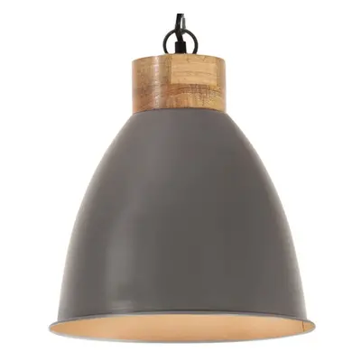 vidaXL Solid Wood Industrial Hanging Lamp Grey Iron E27 Hang Light Fixture