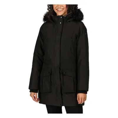 (10, Black) Regatta Womens Sefarina Waterproof Fur Trimmed Hooded Parka Jacket - Black