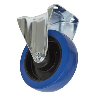 160mm Fixed Plate Castor Wheel - Heavy Duty Polymer & Elastic - 46mm Tread