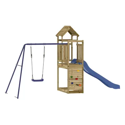 (solid impregnated pinewood) vidaXL Outdoor Playset Wooden Playground Set Kids Swing Set Solid W