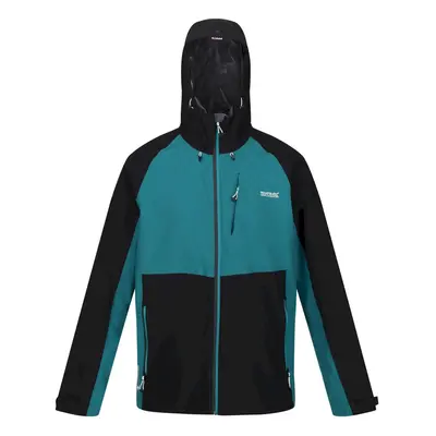 (M, Black/Pacific Green) Regatta Mens Britedale Colour Block Waterproof Jacket