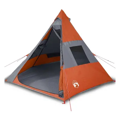 vidaXL Camping Tent Persons Portable Dome Tent Grey and Orange 185T Taffeta