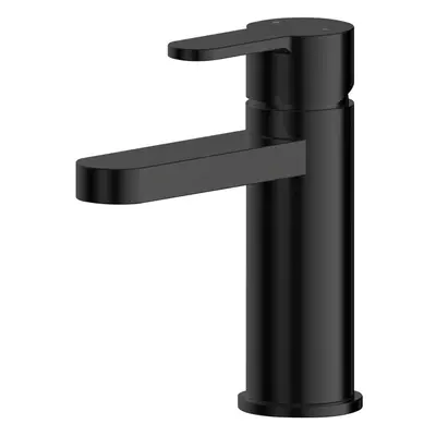 Round Mono Basin Mixer Tap & Push Button Waste - Matt Black