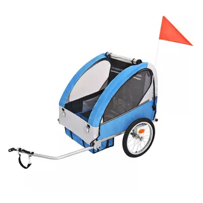 vidaXL Bike Trailer Cargo Bike Wagon Kids Bicycle Trailer Grey and Blue kg