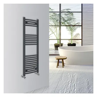 (Anthracite, 1200x400mm) Warmehaus Curved Bathroom Heated Towel Rail Warmer Radiator Central Hea