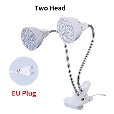 (Two heads -EU Plug, leds) Phytolamp Full Spectrum LED Grow Light E27 Phyto Lamp for Plants Plan