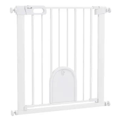 PawHut cm Pet Safety Gate Pressure Fit Stair w/ Small Door Double Locking