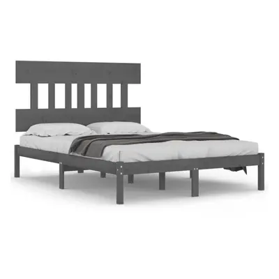 vidaXL Bed Frame Bed Base Platform Bed Grey Solid Wood 135x190 cm Double