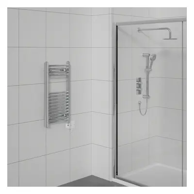 WarmeHaus Curved Electric Heated Towel Rail Pre-filled Thermostatic Bathroom Towel Radiator Chro