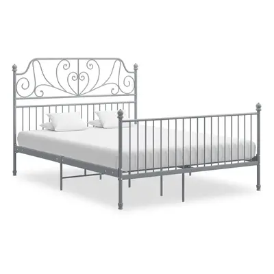 vidaXL Bed Frame Grey Metal Home 140x200 cm Bedroom Furniture Unit Bedstead