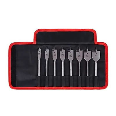 Flat Wood Drill Bit Kit - Piece KFWDK08 High Speed Steel HSS 1/4 Inch Hex Shank Spade Drill Bits