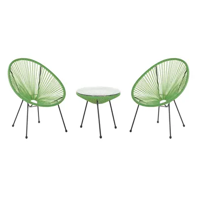 Bistro Set ACAPULCO II PE Rattan Green