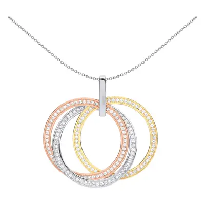 Jewelco London Ladies Rhodium Yellow & Rose Gold-Plated Sterling Silver Cubic Zirconia Russian W