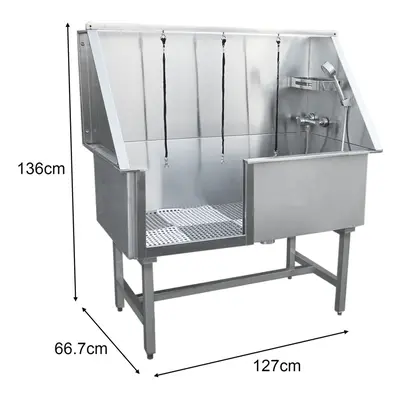 (600mm) Dog Grooming Bath Stainless Steel Pet Washing Station Professional Shower Tub