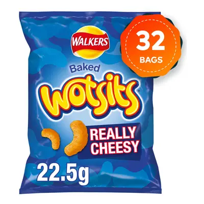 32 Bags of Walkers Wotsits Really Cheesy Snacks 22.5g