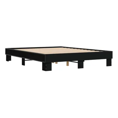 vidaXL Bed Frame Bed Black 150x200 cm King Size Engineered Wood and Metal