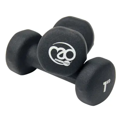 (4) Fitness Mad Neoprene Dumbbells Black Hand Weights Sold in Pairs 1kg-5kg Strength Muscle Trai