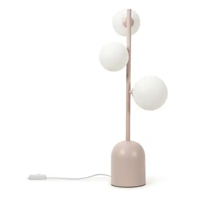 Blush Pink Metal Way Table Lamp with Glass Globe Shade Light + LEDs