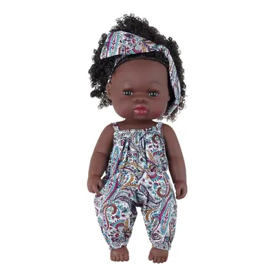 () Black Baby Dolls Soft Silicone Vinyl Play Toy Infant Reborn Handmade Doll Lifelike Newborn Gi