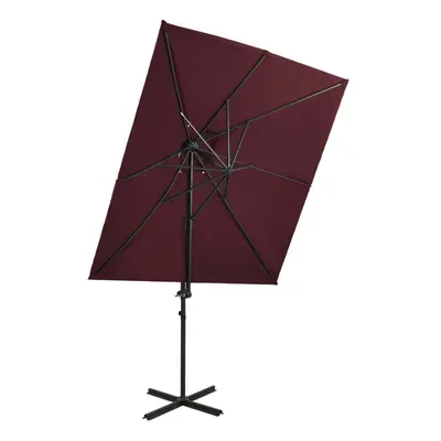 vidaXL Cantilever Garden Parasol with Double Top Outdoor Umbrella Bordeaux Red