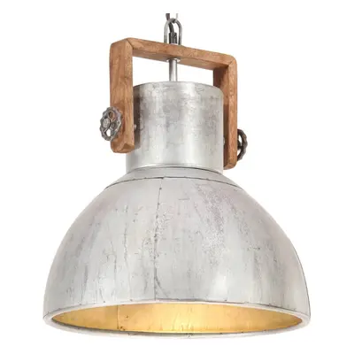 vidaXL Industrial Hanging Lamp W Silver Round cm E27 Ceiling Light Home