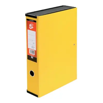 5 Star Office Box File Lock Spring 75mm Spine Foolscap Yellow [Pack 5]